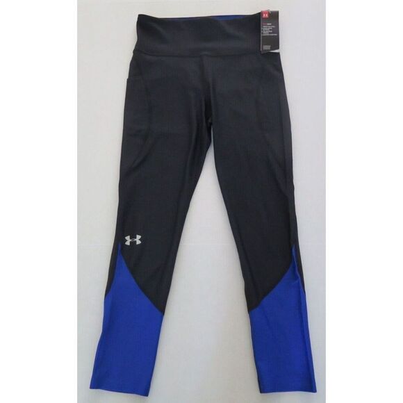 Under Armour 1359352 Women's Sz M Black/Blue 7/8 Ankle Crop Compression Pants - Picture 1 of 7